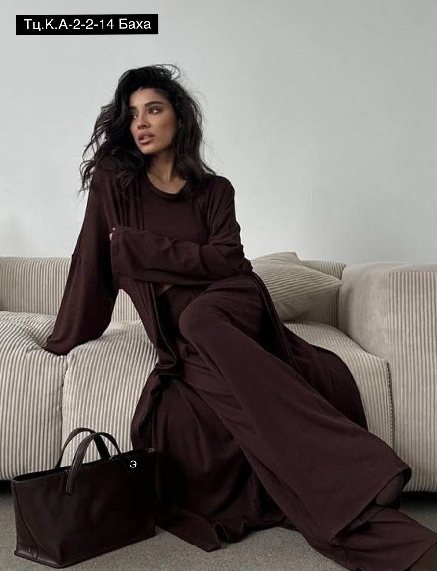 трикотажный костюм,костюм тройка: кардиган, топ, брюки палаццо (плотный хлопок),костюм тройка с кардиганом,костюм тройка с длинным кардиганом,женский костюм