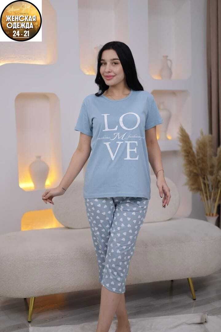 женская пижама с бриджами,пижама с бриджами,пижама с бриджами женская хлопок,пижама женская,пижама комплект