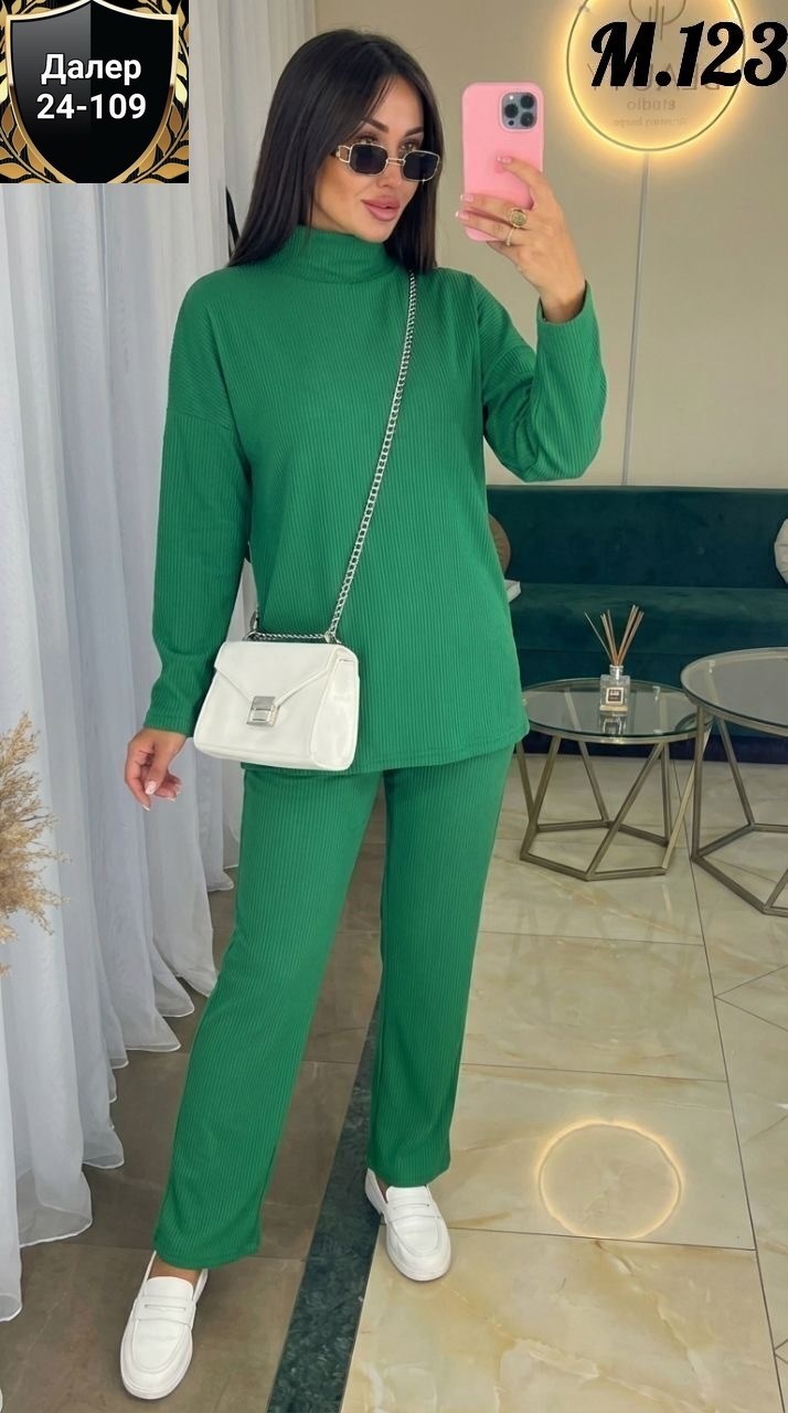 вязаный костюм с брюками палаццо,костюм лапша женский,брючный костюм лапша,вязаный брючный костюм,костюм женский кофта и штаны one size 42-48 арт. 1392336