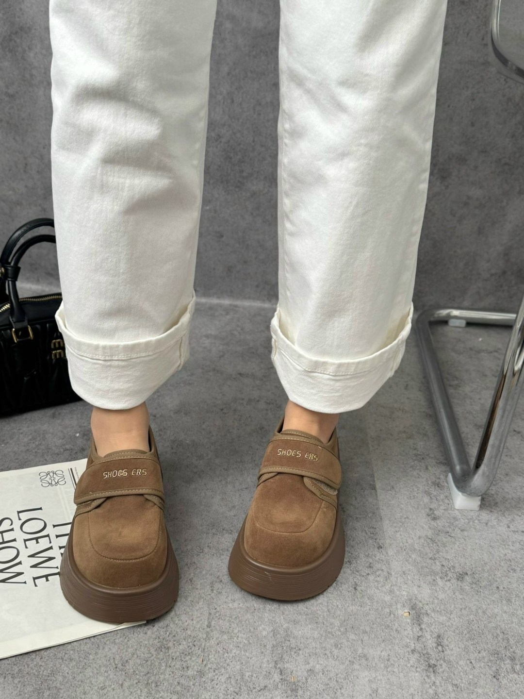 замшевые женские туфли-лоферы на платформе,, повседневные,женская  на платформе,туфли на плоской подошве