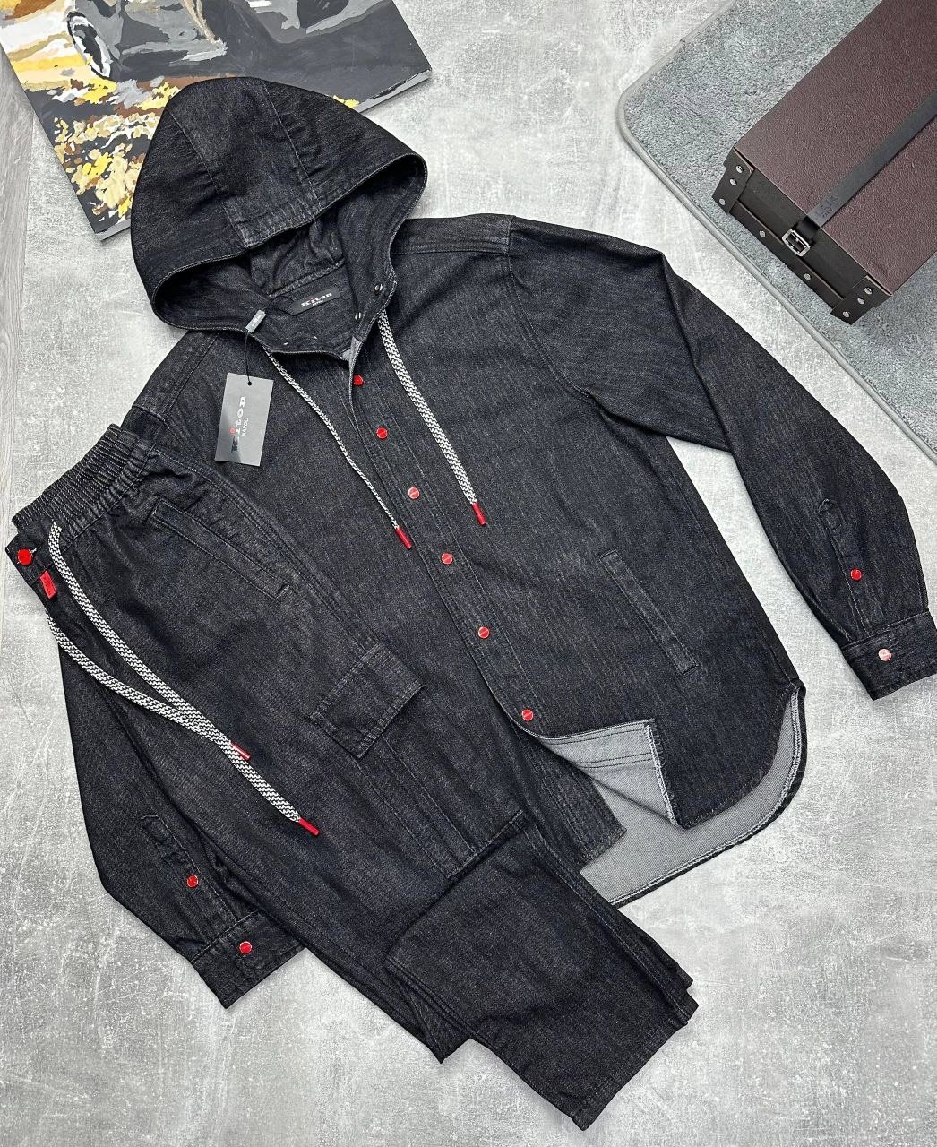 рубашка с капюшоном,рубашка с капюшоном мужская,рубашка kiton,джинсовые костюмы мужские