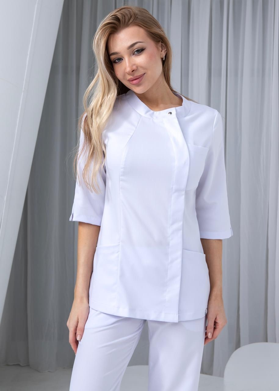 медицинский костюм женский,костюм медицинский женский белый,костюм медицинский трикотажный женский,медицинский костюм,костюм женский модерн-003 (тк. спандекс,175) medline белый
