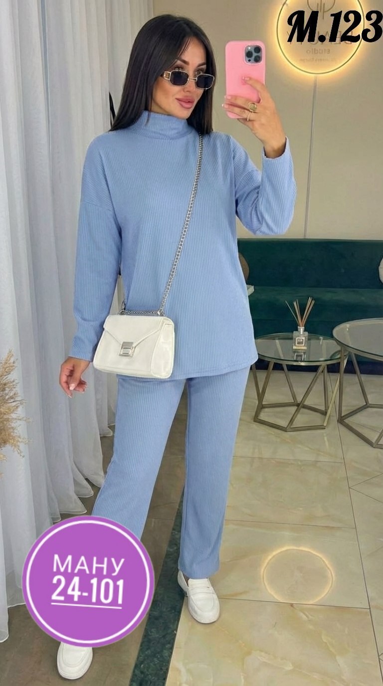 костюм лапша женский,брючный костюм лапша,вязаный брючный костюм,вязаный костюм с брюками палаццо,костюм женский кофта и штаны one size 42-48 арт. 1392336