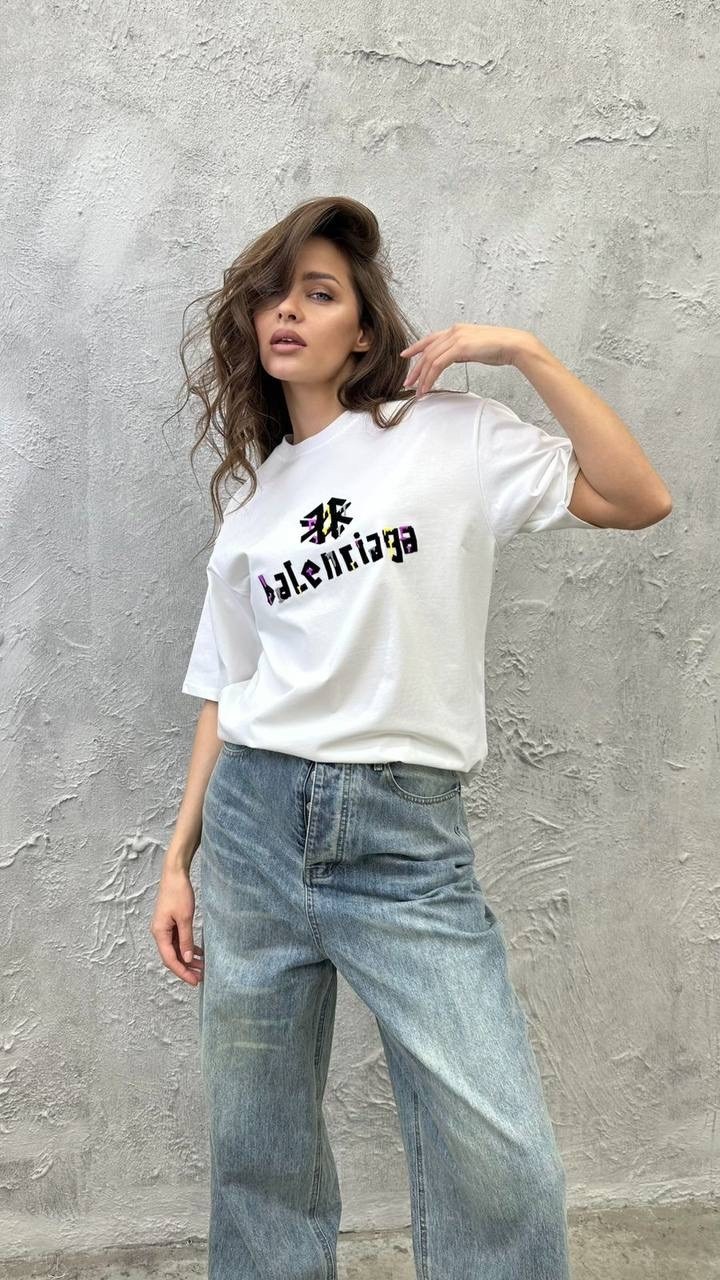 белая футболка баленсиага,женская футболка balenciaga,balenciaga белая оверсайз футболка,белая футболка balenciaga,футболка balenciaga paris мужская белая