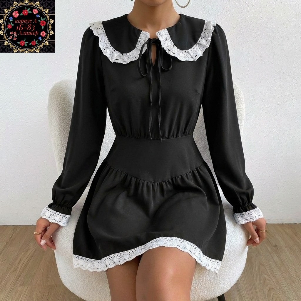 платье с воротником,платье короткие,женское платье,платье модное,синее платье