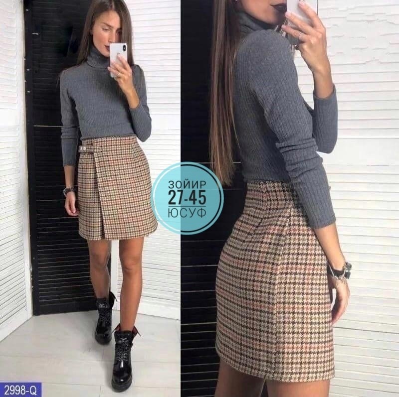 юбка,юбка с кофтой,юбка женская в клетку мини твидовая maril,юбка короткая,теплая юбка