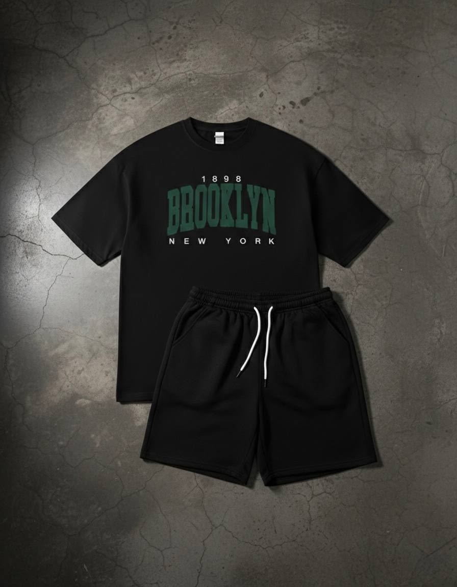 brooklyn new york белая футболка серые шорты,футболка и шорты,комплект одежды,дизайн футболки,мужские комплекты