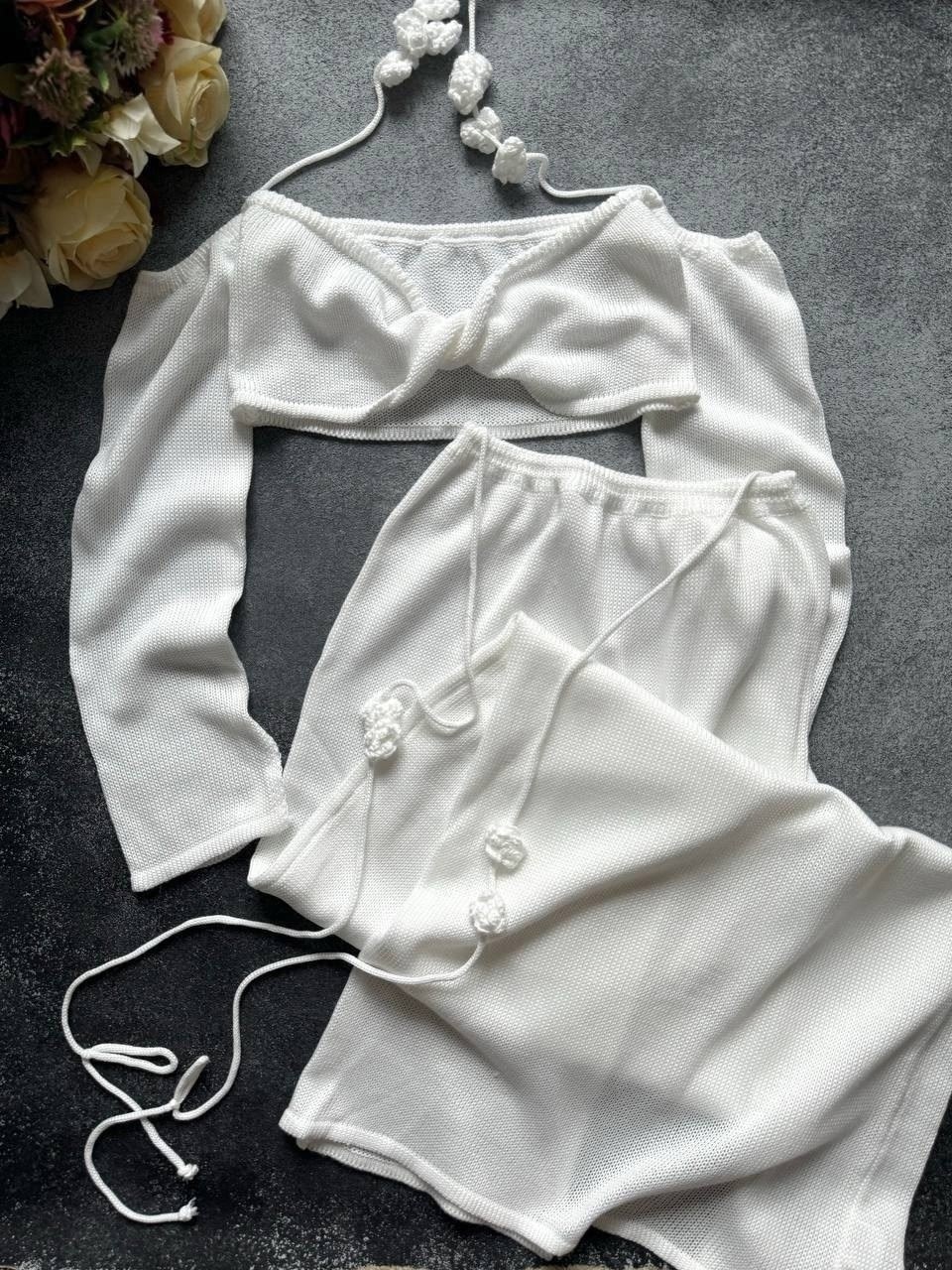 трикотажные костюмы,костюм топ с юбкой,костюм с юбкой,вязаные костюмы,трикотажный комплект