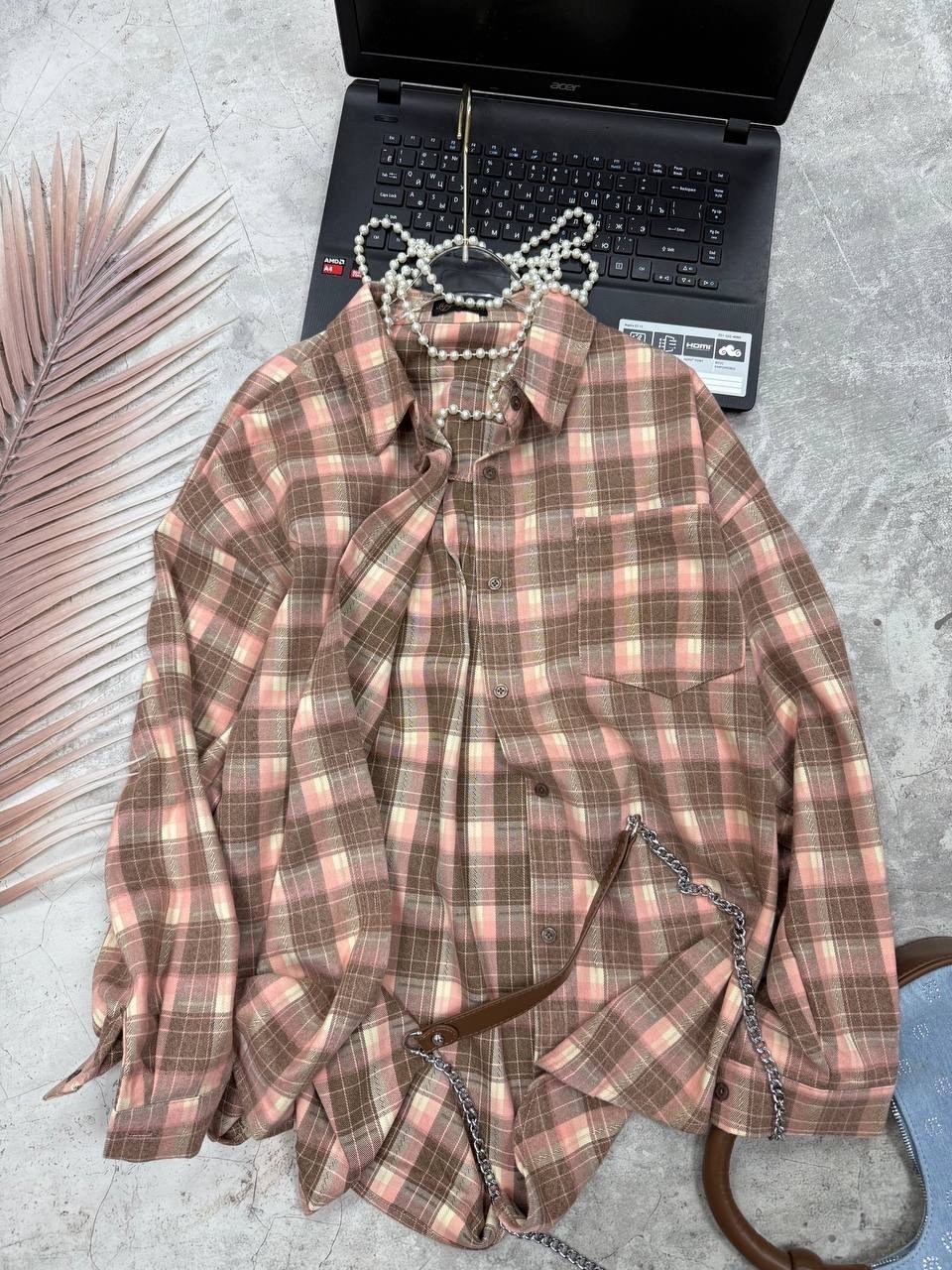 рубашка коричневая в клетку оверсайз удлиненная arsshopp,женская рубашка в клетку,рубашка в клетку оверсайз женская,рубашка клетка,клетчатая рубашка
