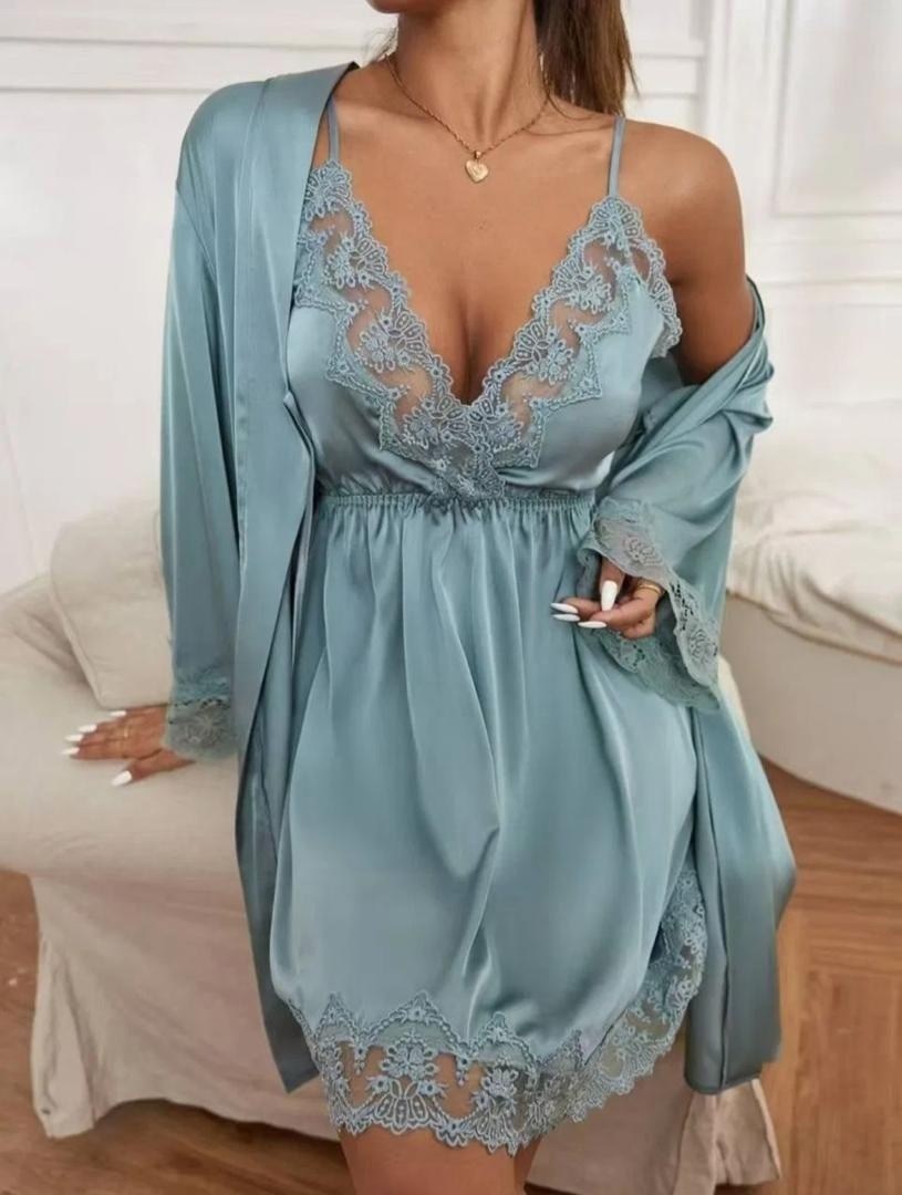 комплект халат и сорочка женская,женская ночная рубашка,комплект пеньюар,сексуальная ночная рубашка,ночная рубашка