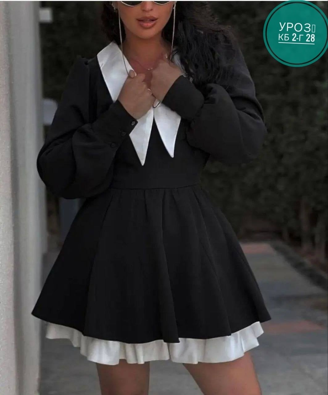 чёрное платье с белым воротником,платье с белым воротником,платье черное,платье женское,платье с воротником