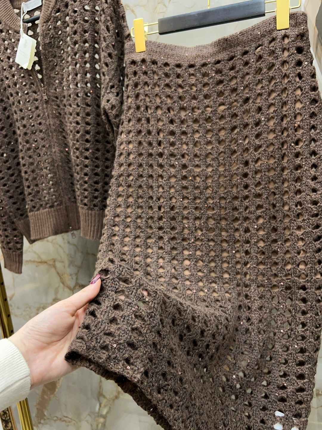 кардиган сетка брунелло кучинелли,кардиган brunello cucinelli,модели кардиган,кардиган,open-knit cotton cardigan in brown brunello cucinelli