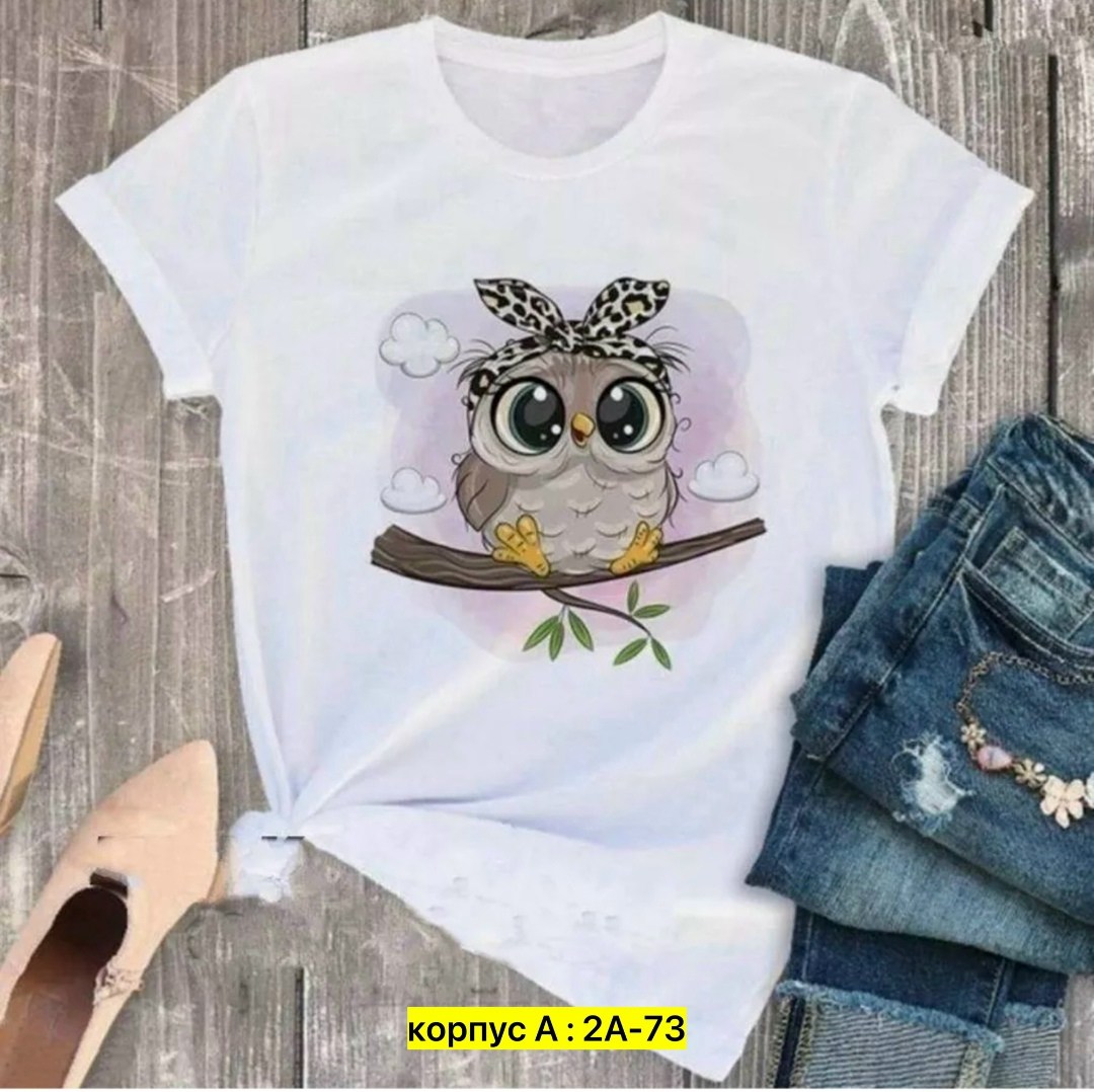 футболки женские с принтом,футболки для девочки,женская футболка,футболка с принтом сова,футболка сова