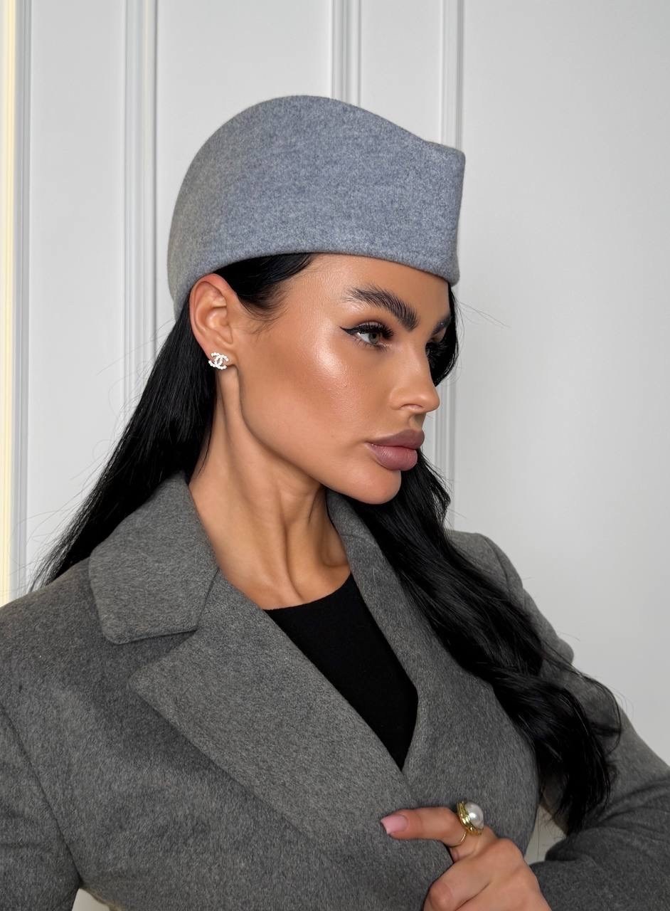 женские головные уборы,модные головные уборы,шапка женская,шляпка таблетка из фетра "vera" светло-серая,шляпа