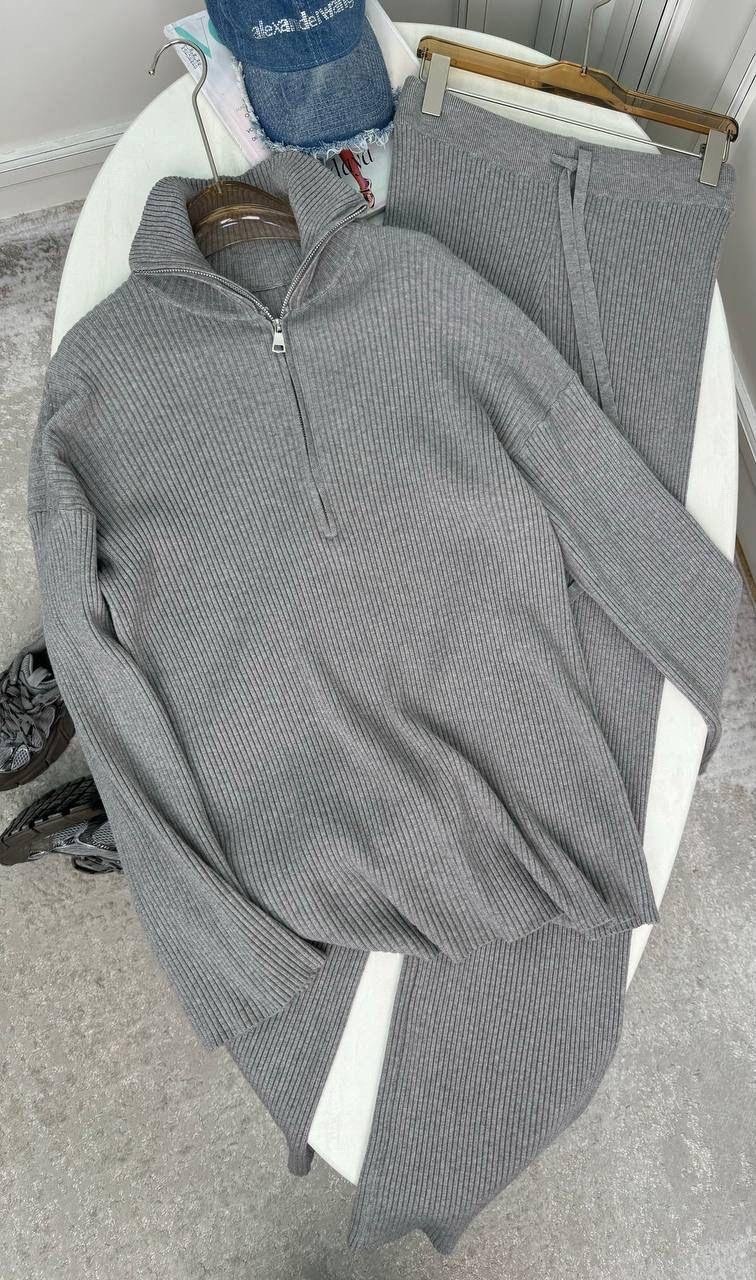 стильные костюмы,оверсайз костюм,трикотажный костюм лапша с брюками,трикотажный костюм с брюками,женский костюм серый