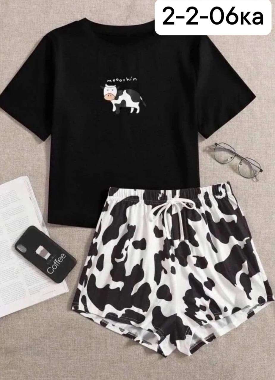 комплект пижама,пижама женская,пижама женская с шортам,пижама с шортами плюс сайз,пижама с принтом