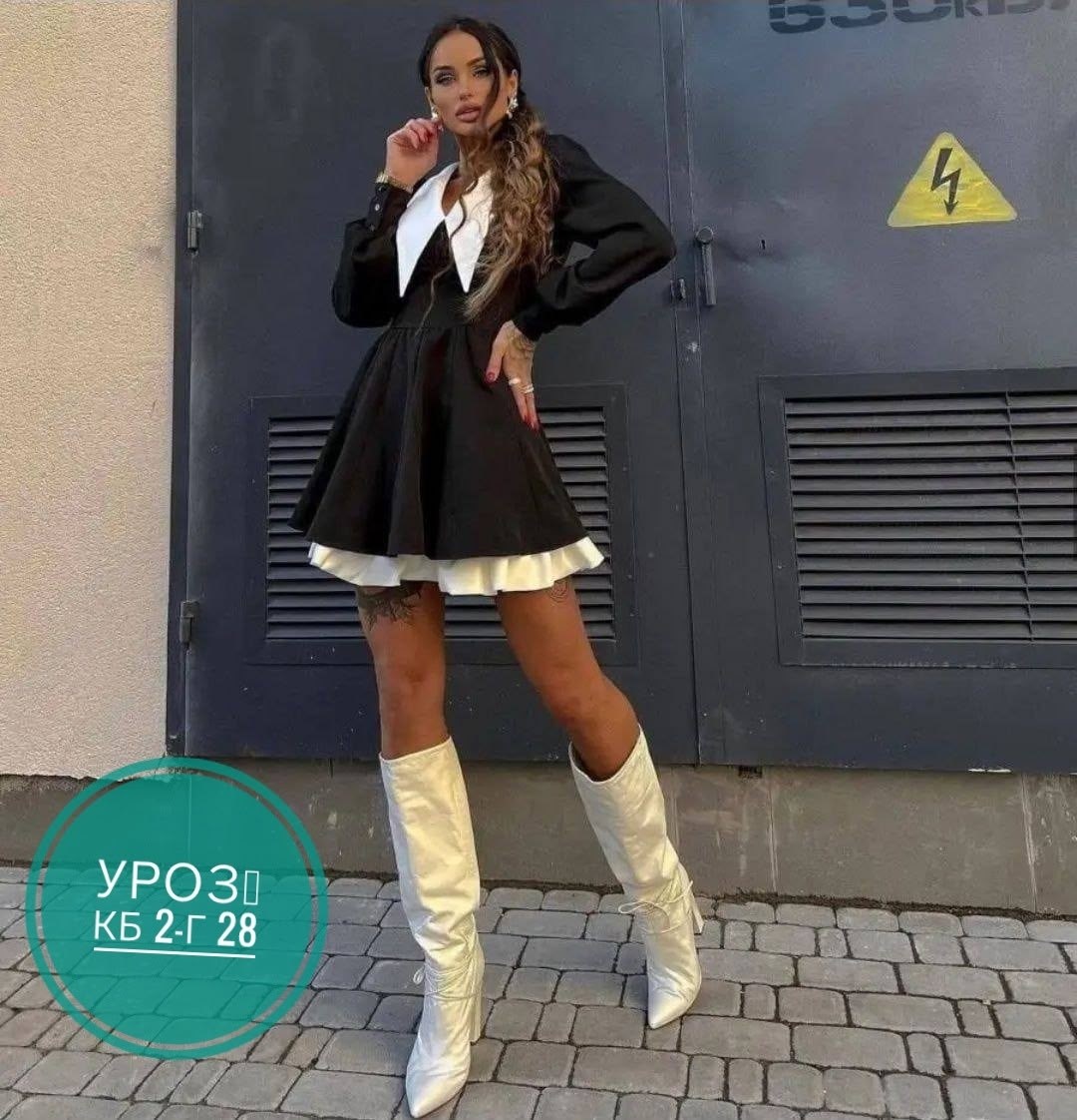 чёрное платье с белым воротником,платье с белым воротником,платье черное,платье женское,платье с воротником