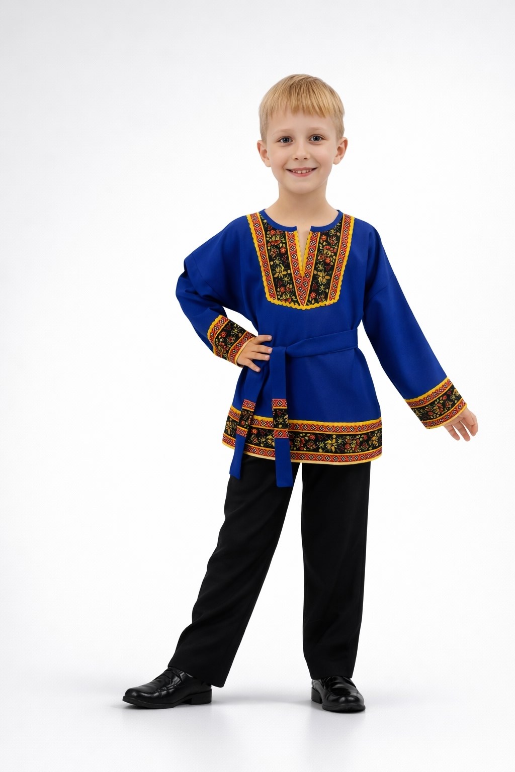 русский народный костюм для мальчика,рубаха косоворотка детская для мальчика синяя,косоворотка руслан для мальчиков синий-золотой,русская народная рубаха мужская косоворотка синяя,детский народный кос