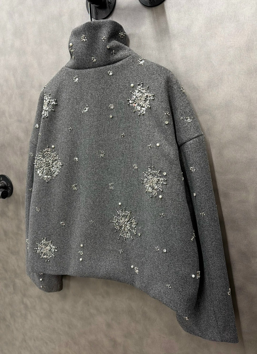 шерстяное пальто с вышивкой снежинка,роскошное пальто с бисером,винтажная куртка со снежинками и блестками для женщин,пальто с вышивкой,женская шерстяная куртка с воротником-стойкой со снежинками и би