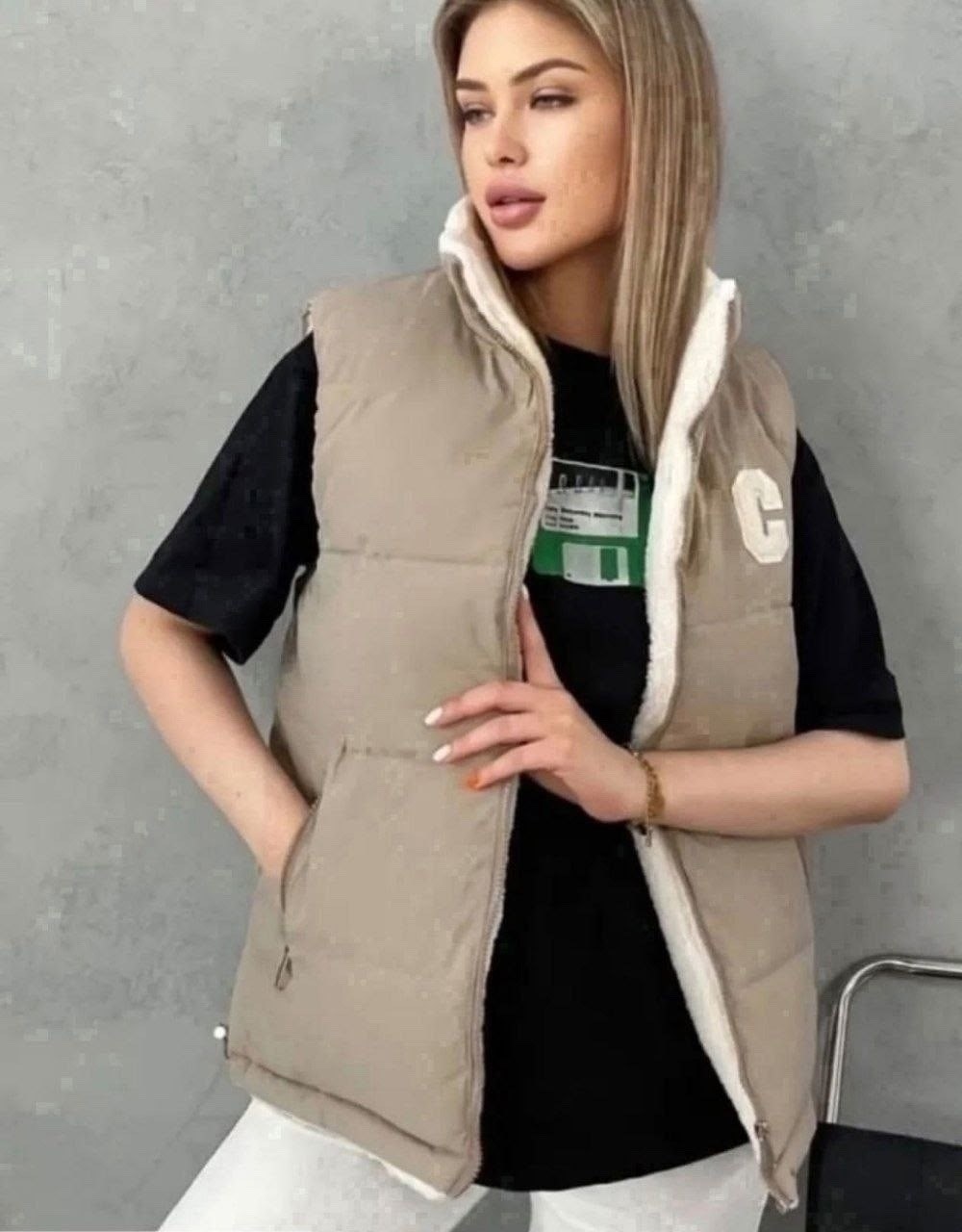 двухсторонняя жилетка женская,жилет женский,двухсторонняя жилетка,жилетка женская,женская безрукавка