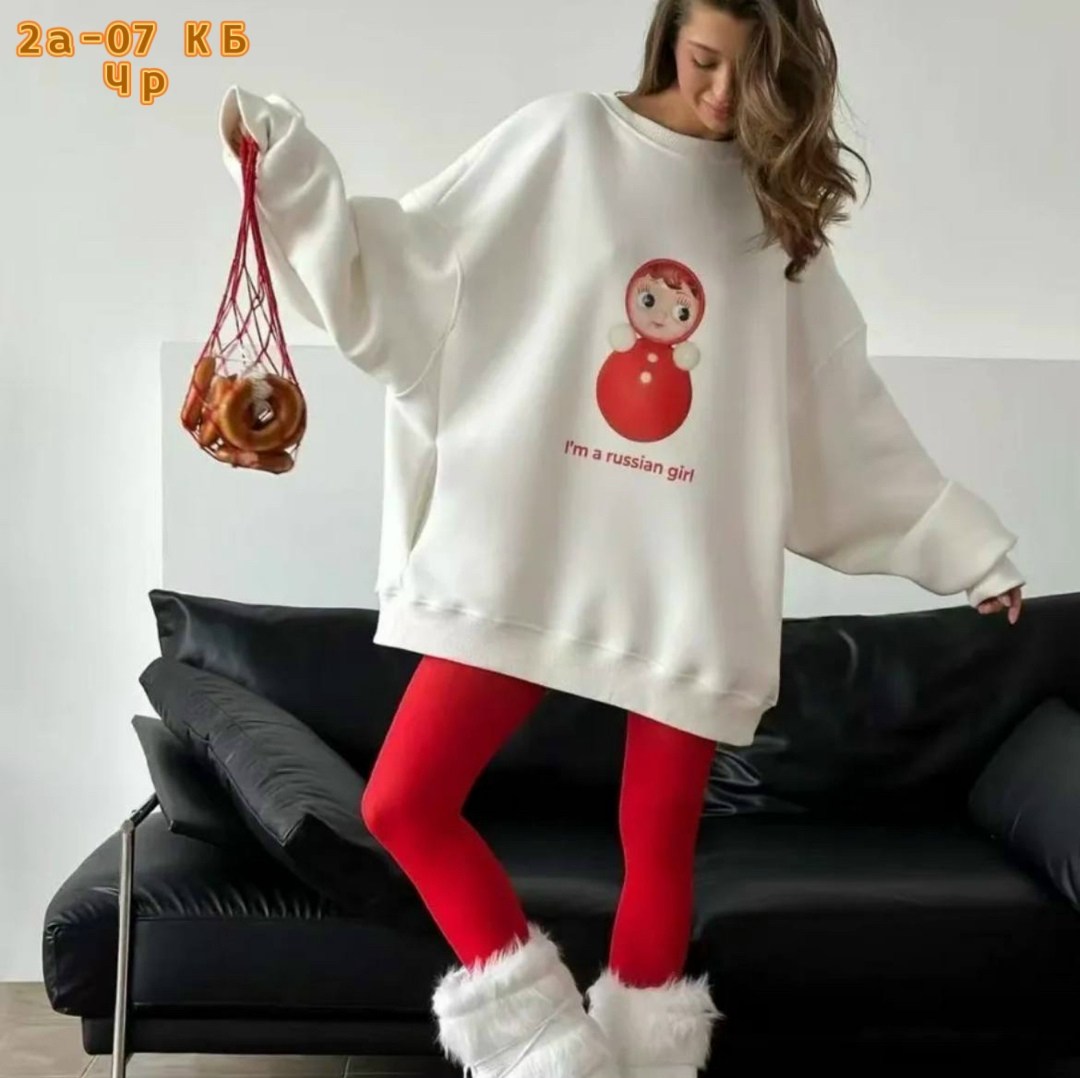 женская толстовка,худи женское,свитшот женский "russian girl",худи оверсайз с принтом и начесом,свитшот женский оверсайз