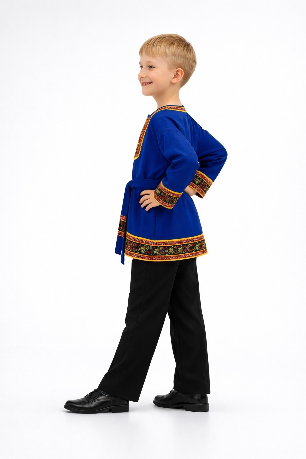 русский народный костюм для мальчика,рубаха косоворотка детская для мальчика синяя,косоворотка руслан для мальчиков синий-золотой,русская народная рубаха мужская косоворотка синяя,детский народный кос