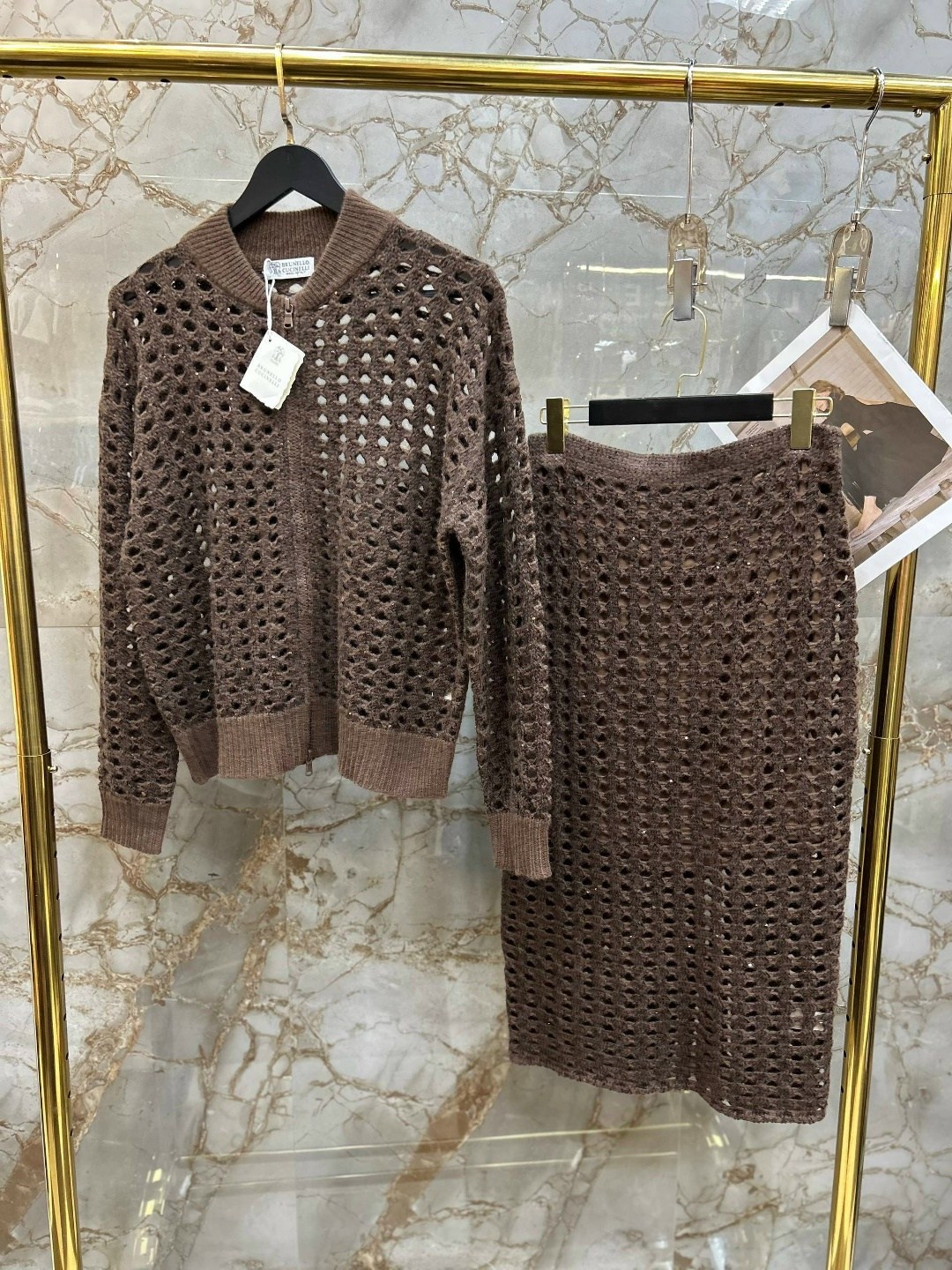 кардиган сетка брунелло кучинелли,кардиган brunello cucinelli,модели кардиган,кардиган,open-knit cotton cardigan in brown brunello cucinelli