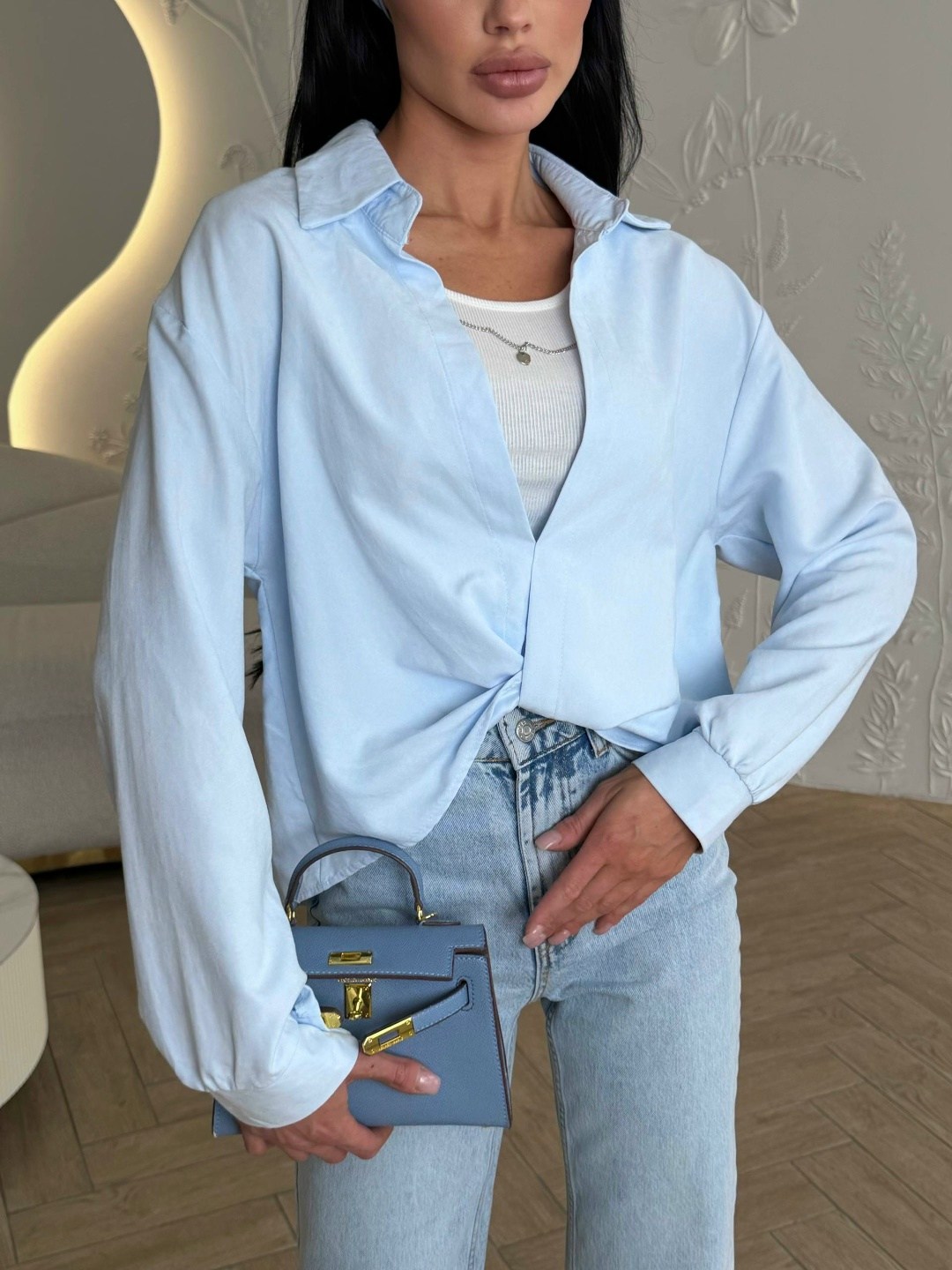 рубашка женская голубая,рубашка стильная,женская рубашка,рубашка оверсайз голубая,блузка женская