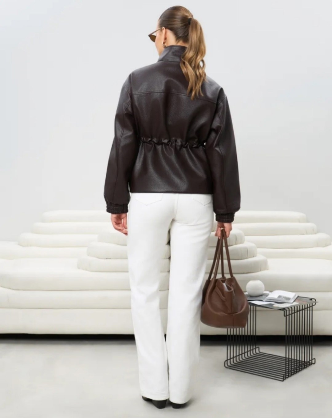 куртка кожаная,куртка бомбер,женская кожаная куртка,женская куртка из искусственной кожи,куртка-бомбер свободного кроя topshop из искусственной кожи коричневого цвета