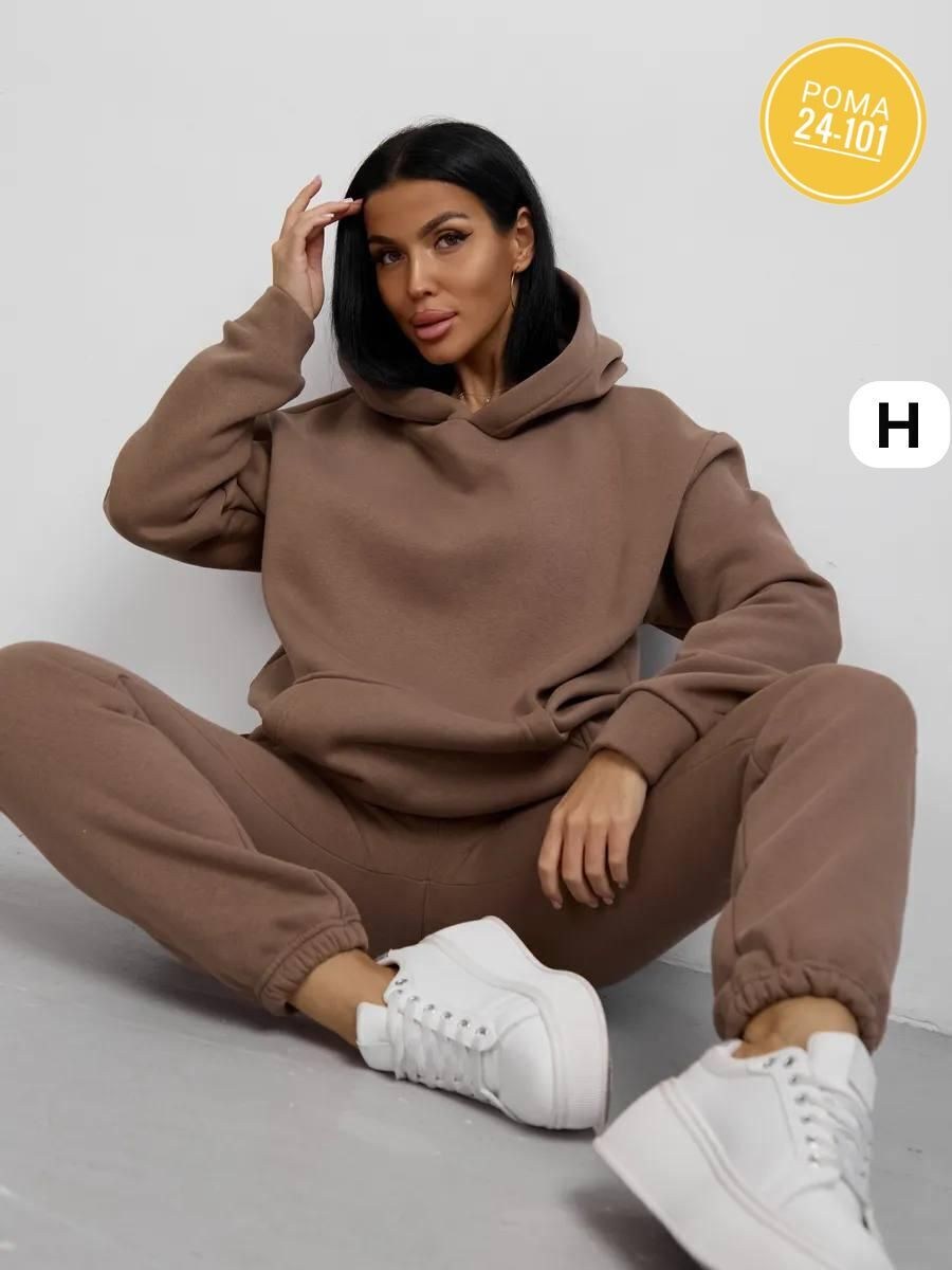 костюм на флисе,спортивный комплект брюки и кофта худи mira berg,спортивный костюм женский на флисе,костюм из футера женский,костюм из серого футера