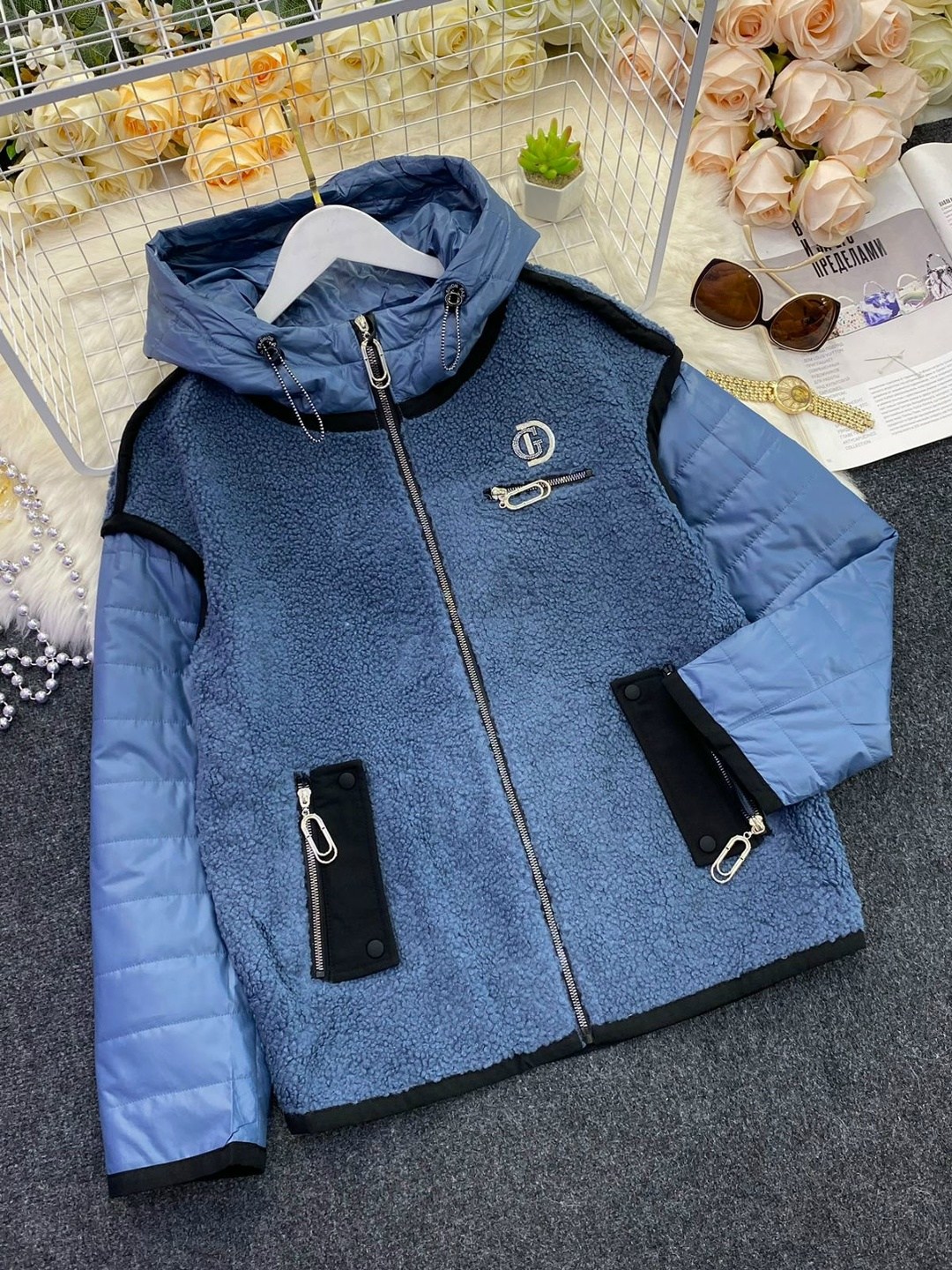 куртка комбинированная,женская куртка,стильная куртка,демисезонная куртка,куртка