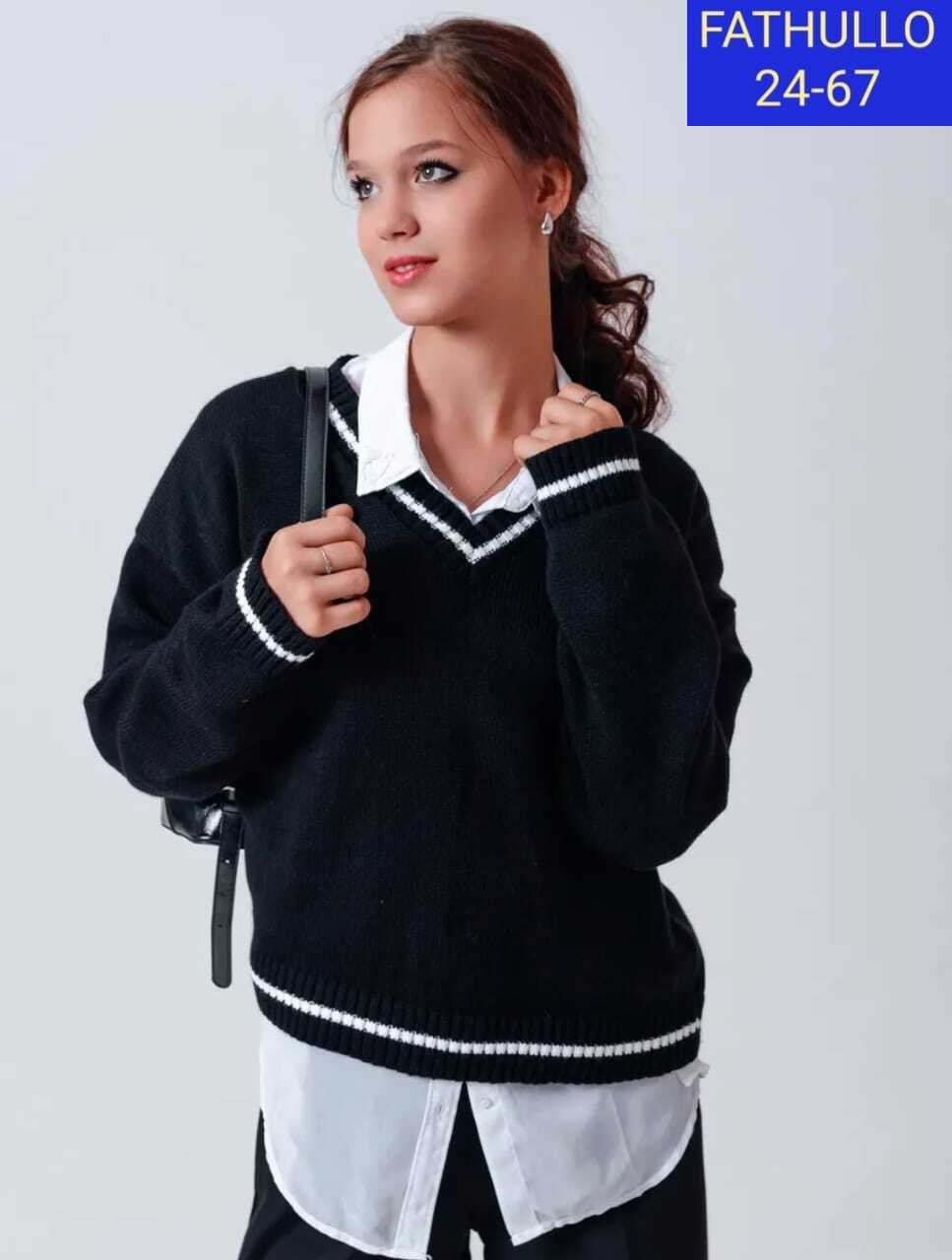 джемпер romgil тз887ш темно-синий, молочный,модный женский свитер,джемпер классический,женская кофта,джемпер женский