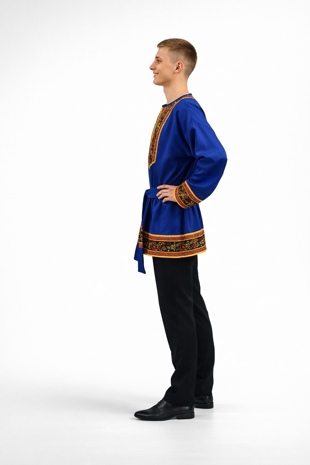 русский народный костюм мужской,косоворотка синяя взрослая,косоворотка русская народная рубаха "дмитрий",костюм народный мужской,рубашка русская народная костюм для мальчика mila niya