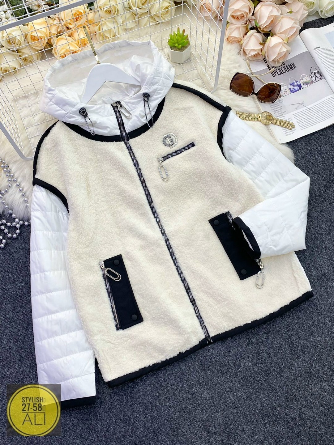 куртка комбинированная,женская куртка,стильная куртка,демисезонная куртка,куртка