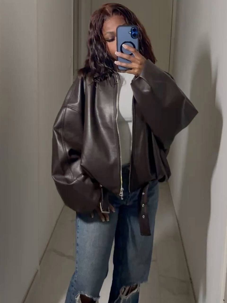 женская куртка из искусственной кожи,куртка женская кожаная,colorfaith jk3977 кожаная куртка,куртка кожаная,кожаная куртка оверсайз