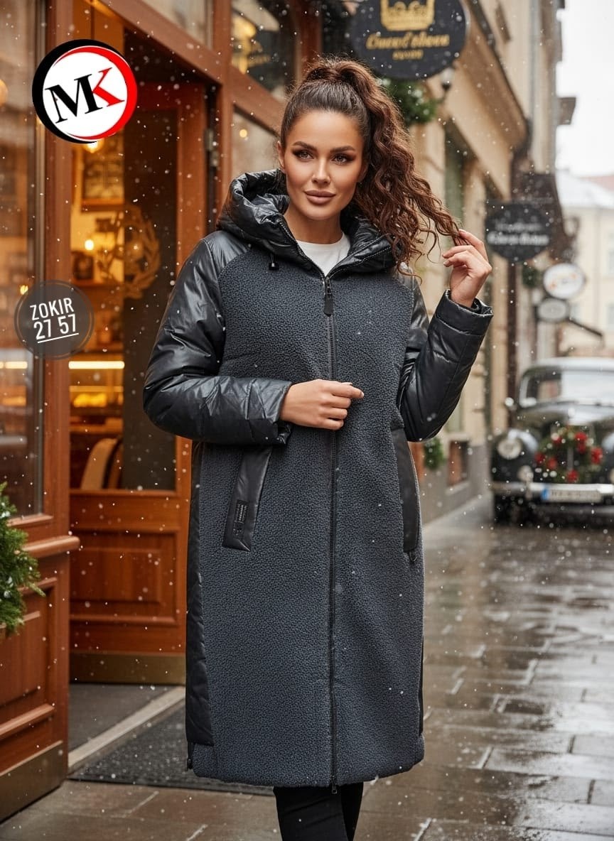 пальто комбинированное,пальто женские,пальто женское зимнее,зимнее пальто,куртка удлиненная