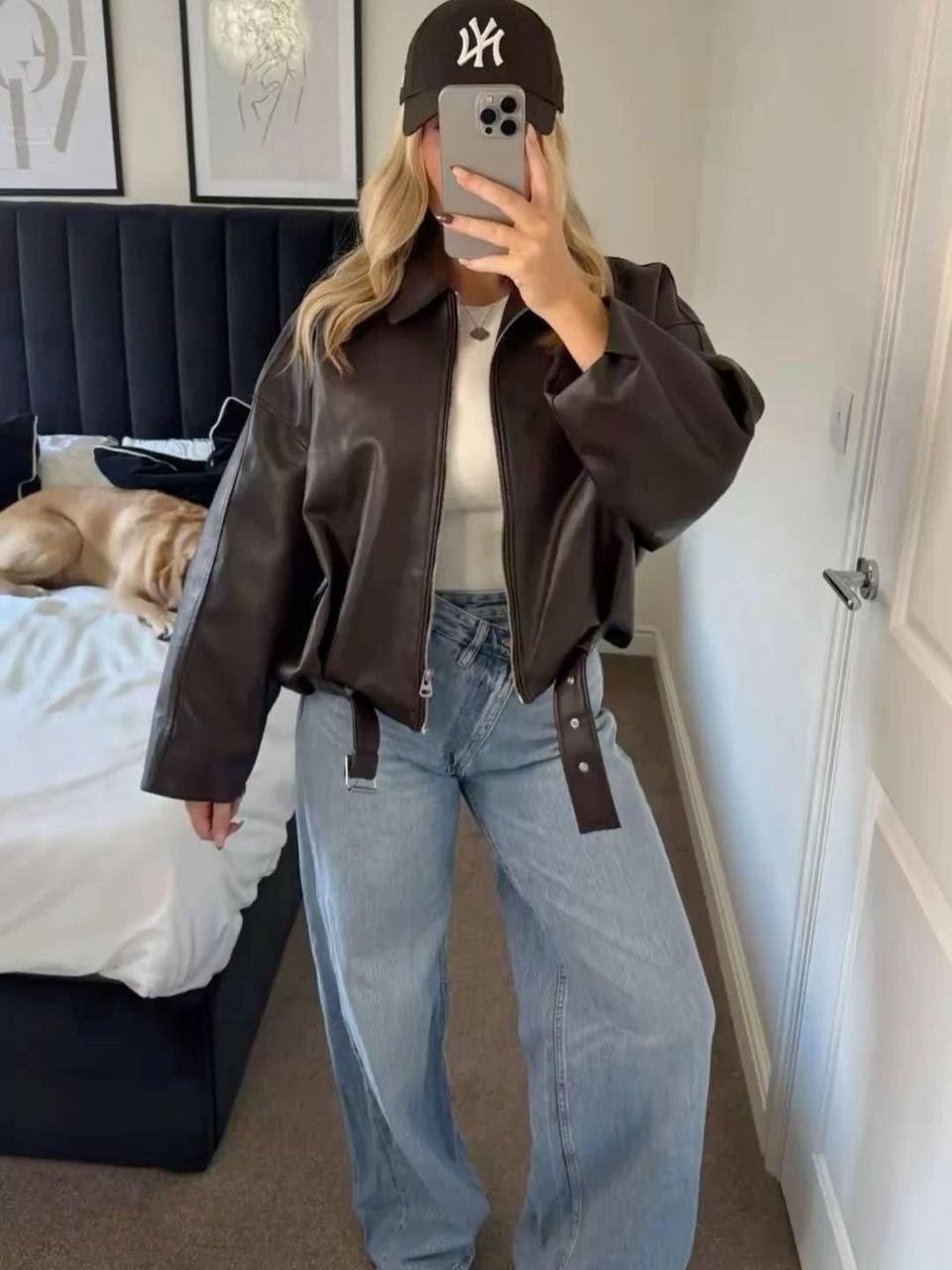 женская куртка из искусственной кожи,куртка женская кожаная,colorfaith jk3977 кожаная куртка,куртка кожаная,кожаная куртка оверсайз