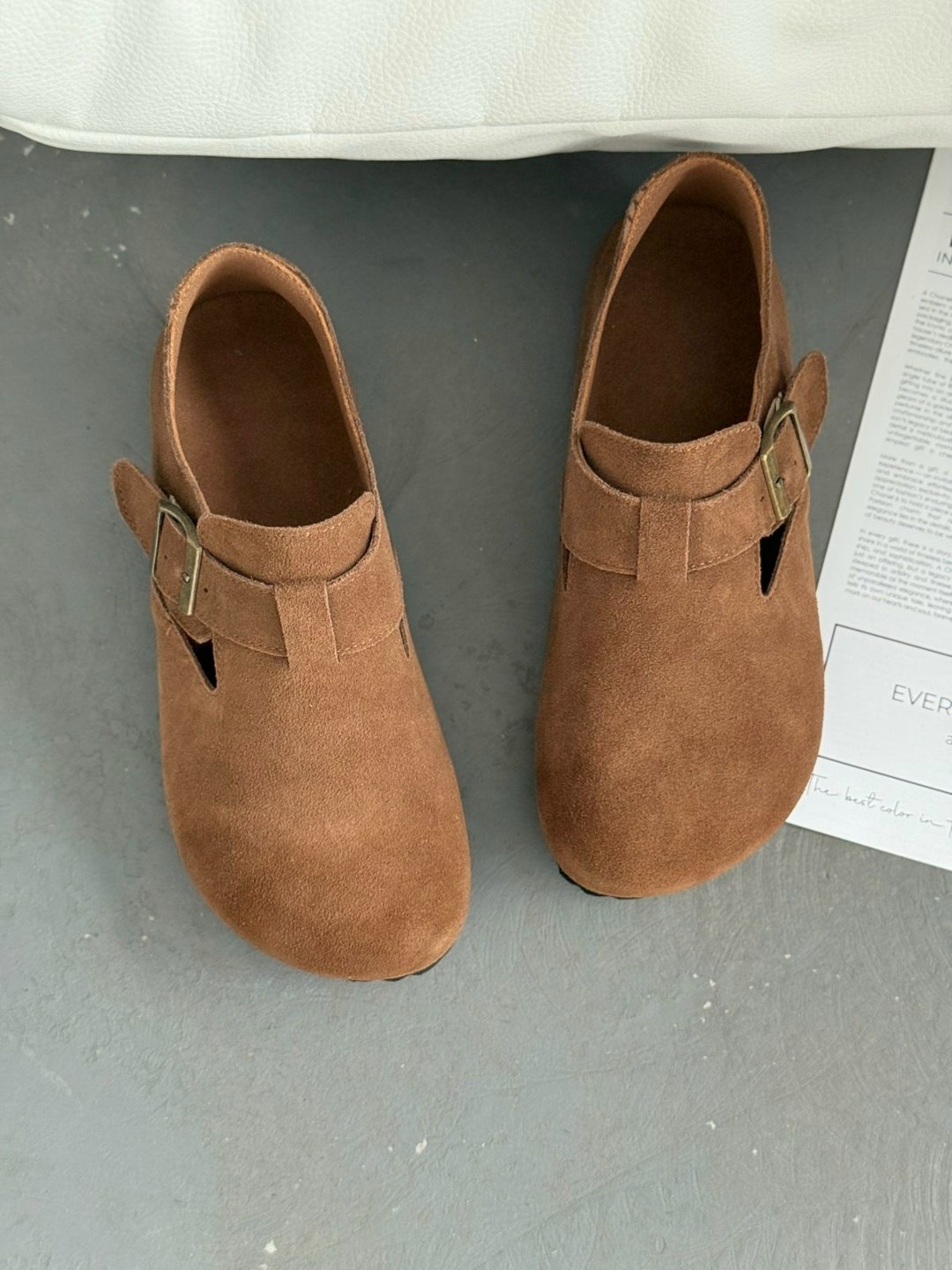 ,сабо замшевые закрытые биркинштоки birkenstock,женская ,туфли на плоской подошве, на плоской подошве