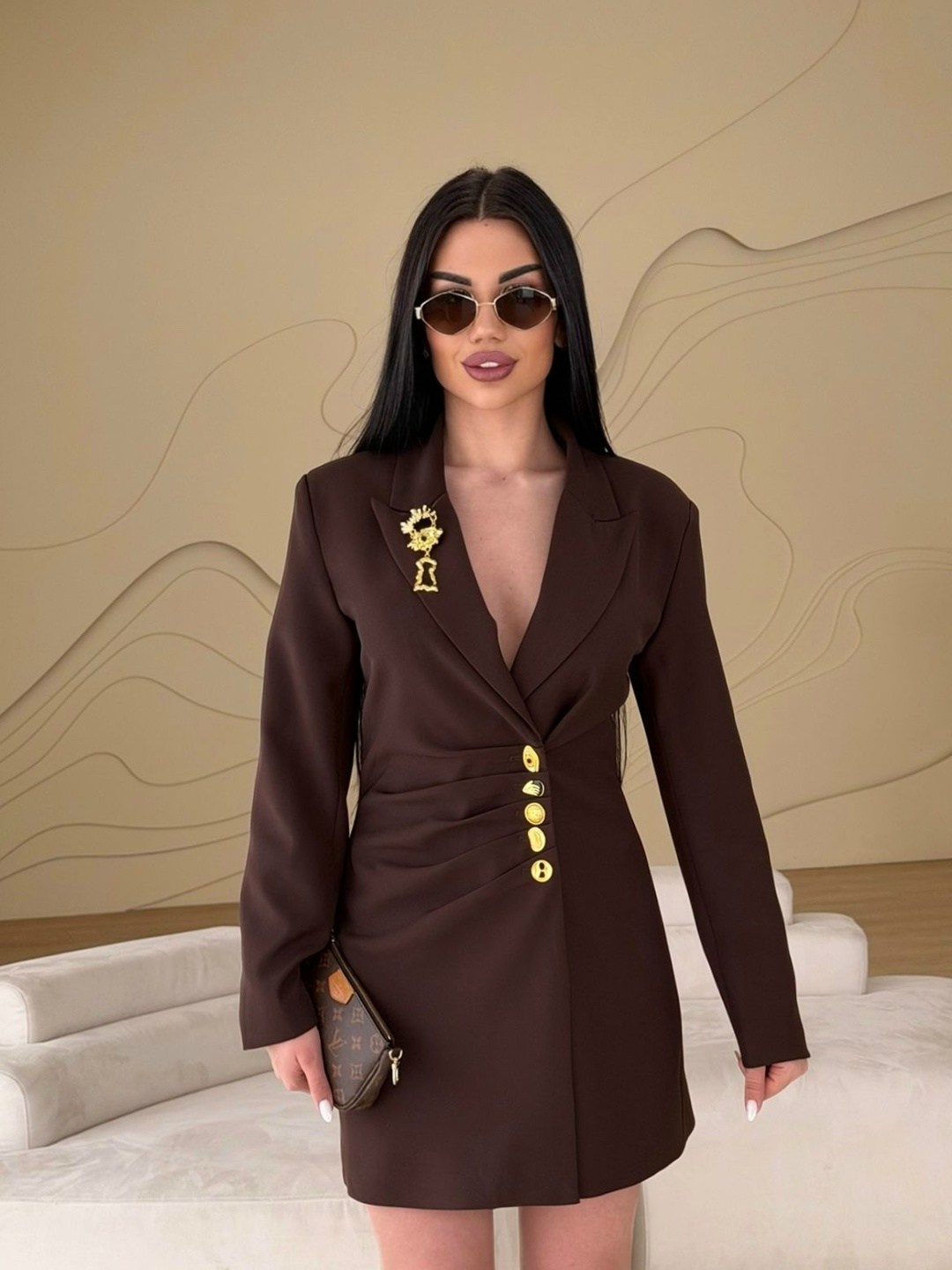 женское платье-пиджак balmain чёрного цвета,платье-пиджак,платье пиджак черное,платье черное балман пиджак бальман,платье пиджак с пуговицами