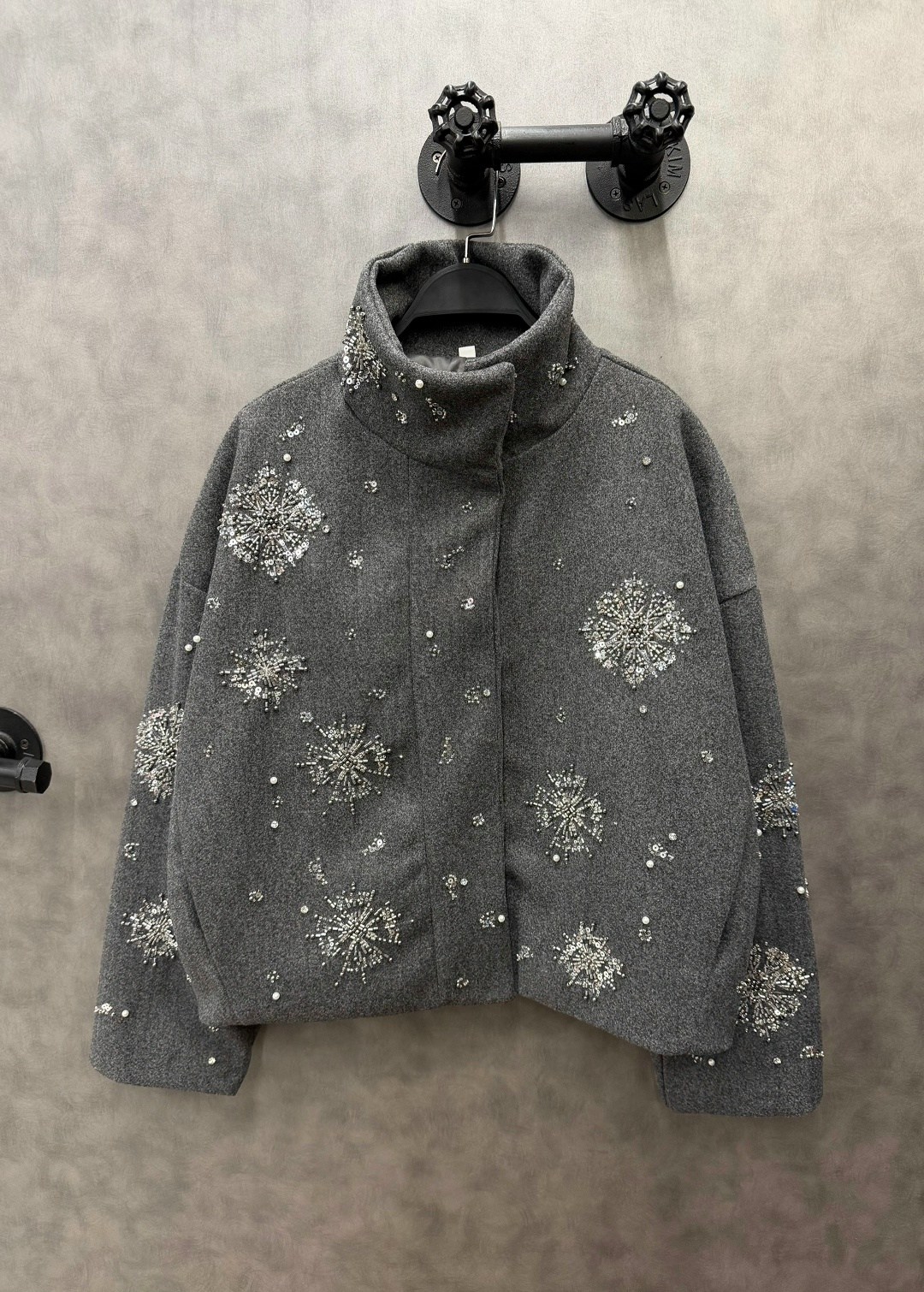 шерстяное пальто с вышивкой снежинка,роскошное пальто с бисером,винтажная куртка со снежинками и блестками для женщин,пальто с вышивкой,женская шерстяная куртка с воротником-стойкой со снежинками и би