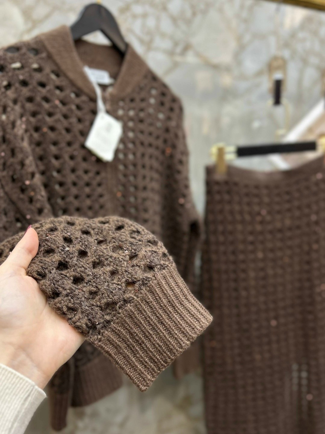 кардиган сетка брунелло кучинелли,кардиган brunello cucinelli,модели кардиган,кардиган,open-knit cotton cardigan in brown brunello cucinelli