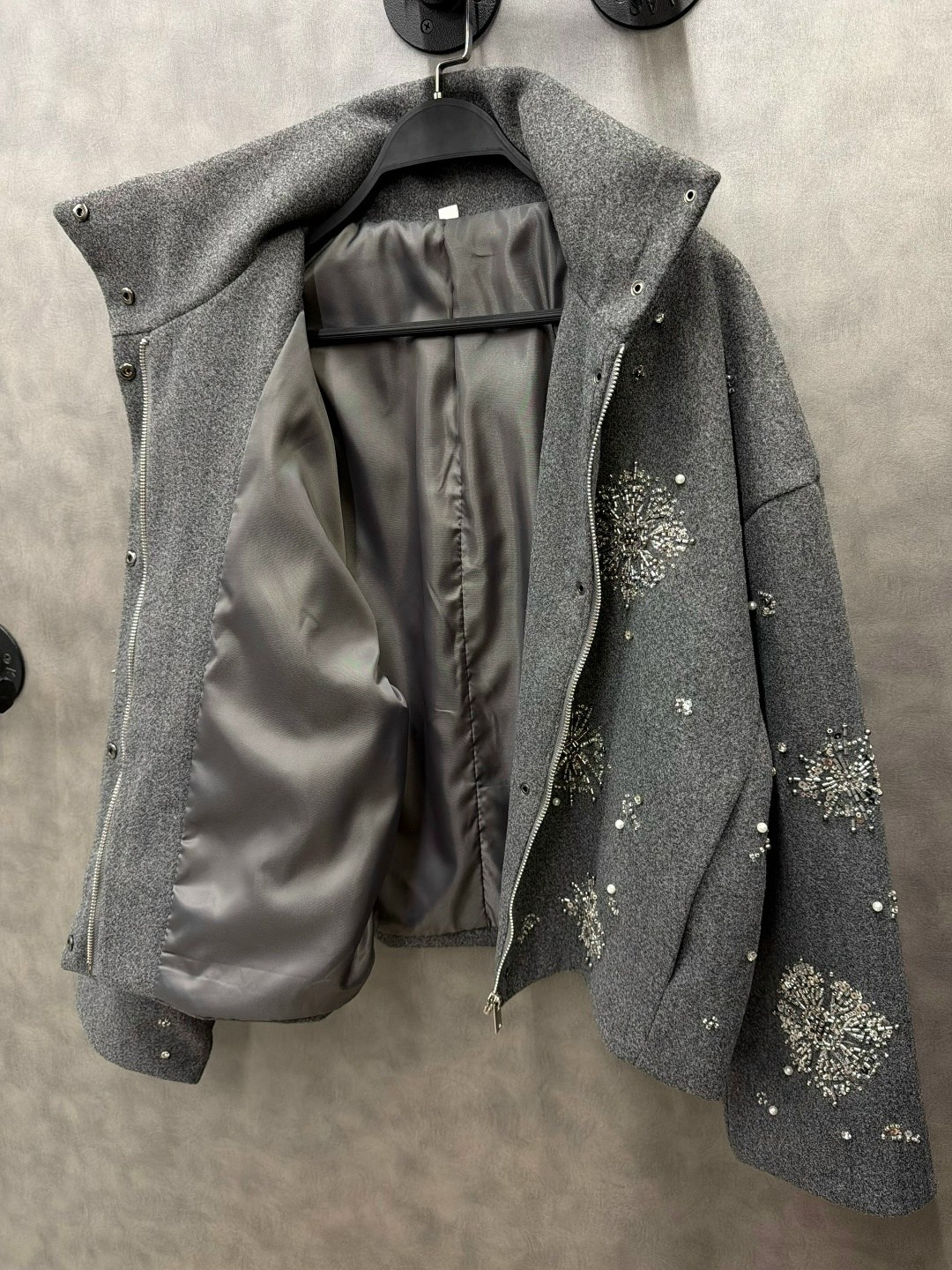 шерстяное пальто с вышивкой снежинка,роскошное пальто с бисером,винтажная куртка со снежинками и блестками для женщин,пальто с вышивкой,женская шерстяная куртка с воротником-стойкой со снежинками и би