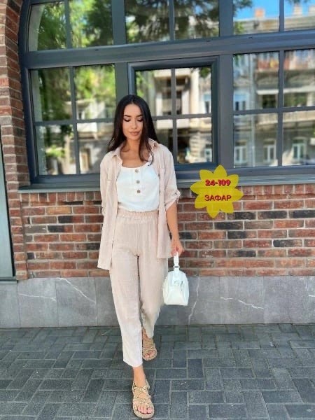 костюм с длинной рубашкой,брючный костюм с топом,женский летний костюм двойка,бежевый брючный костюм,брючный костюм
