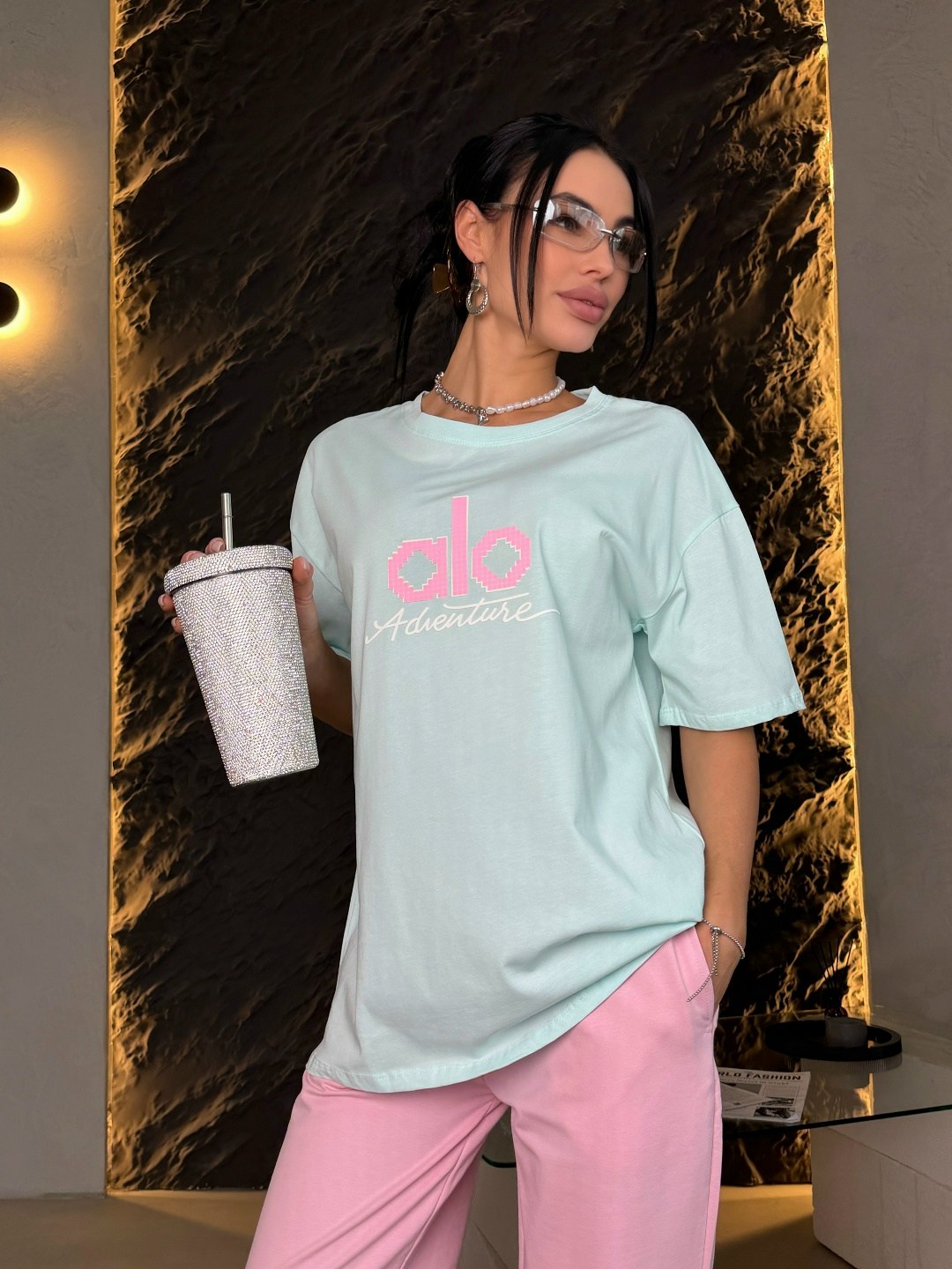 футболки женская оверсайз,футболки женская,футболки оверсайз,футболка с мятным принтом,футболка