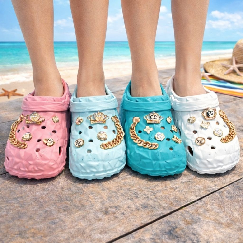 ,женские сандалии,кастом кроксы,женские кроксы,резиновые шлепки