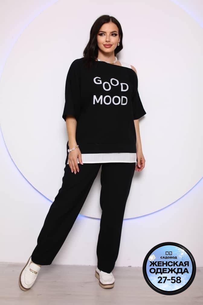 костюм женский 52364,женские костюмы, больших размеров,,костюм женский черно-белый