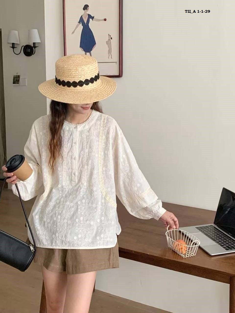 блузка ажурная,женская винтажная льняная блузка johnature,женская рубашка,рубашка женская льняная,элегантная женская рубашка