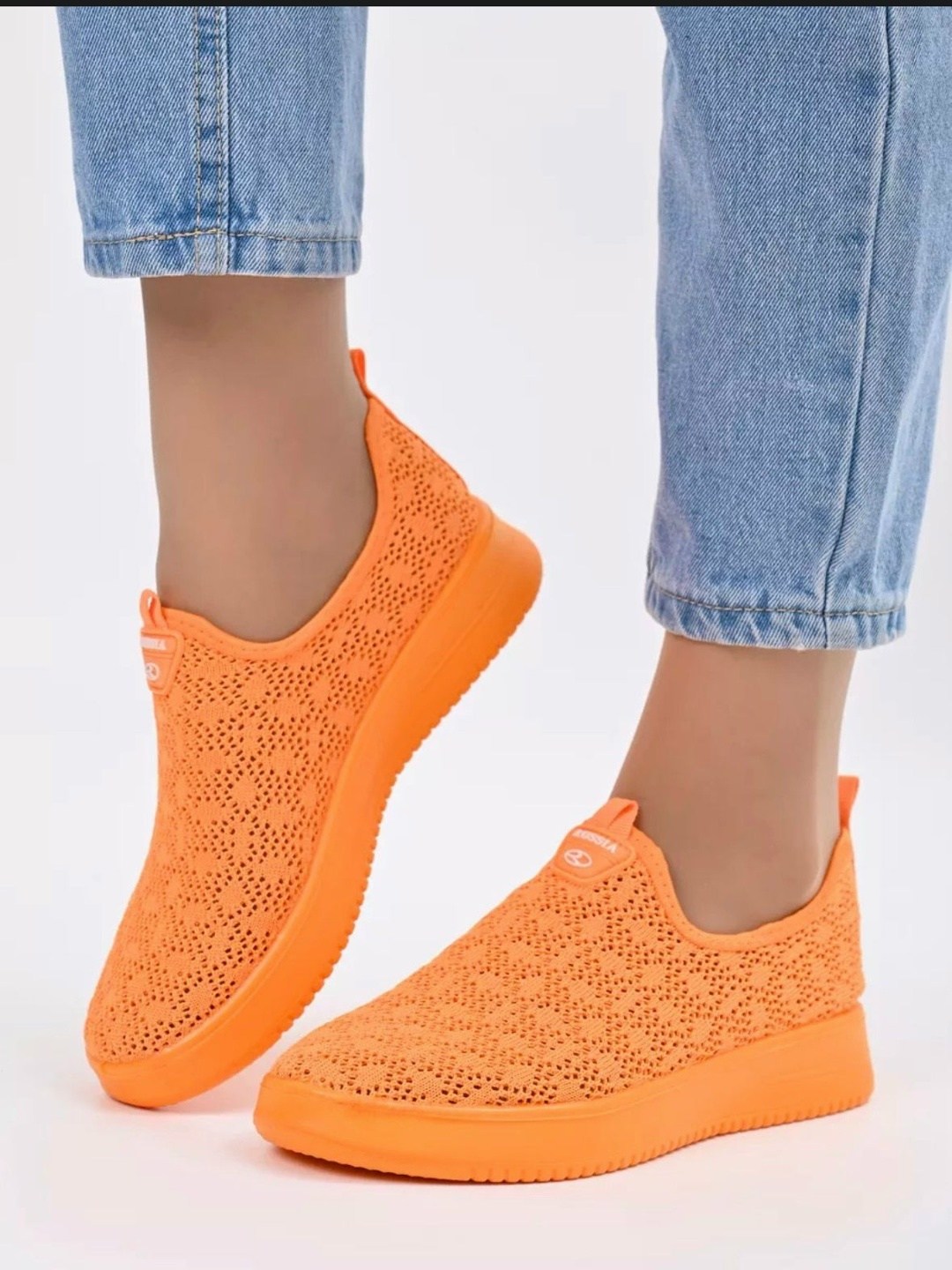 ,слипоны женские,кроссовки женскиe, спортивная,оранжевые кроссовки