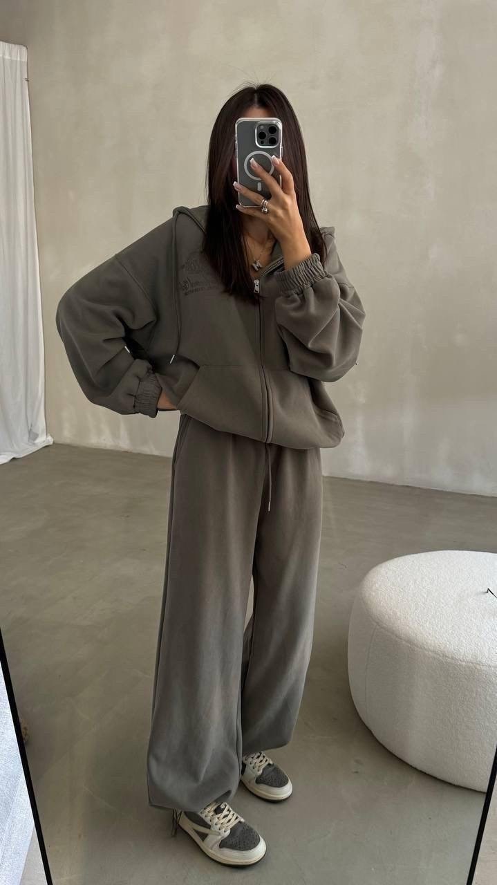 спортивный костюм,костюм спортивный оверсайз с начесом палаццо и зип худи micca 526679758,спортивный костюм женский,cпортивный костюм женский на флисе,костюм спортивный с начесом eva coosh