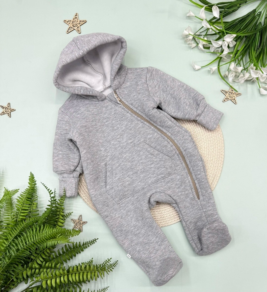 комбинезон детский с капюшоном из футера,комбинезон из футера с начесом для новорожденного,комбинезон с капюшоном,комбинезон для малыша утепленный,комбинезон из футера с капюшоном